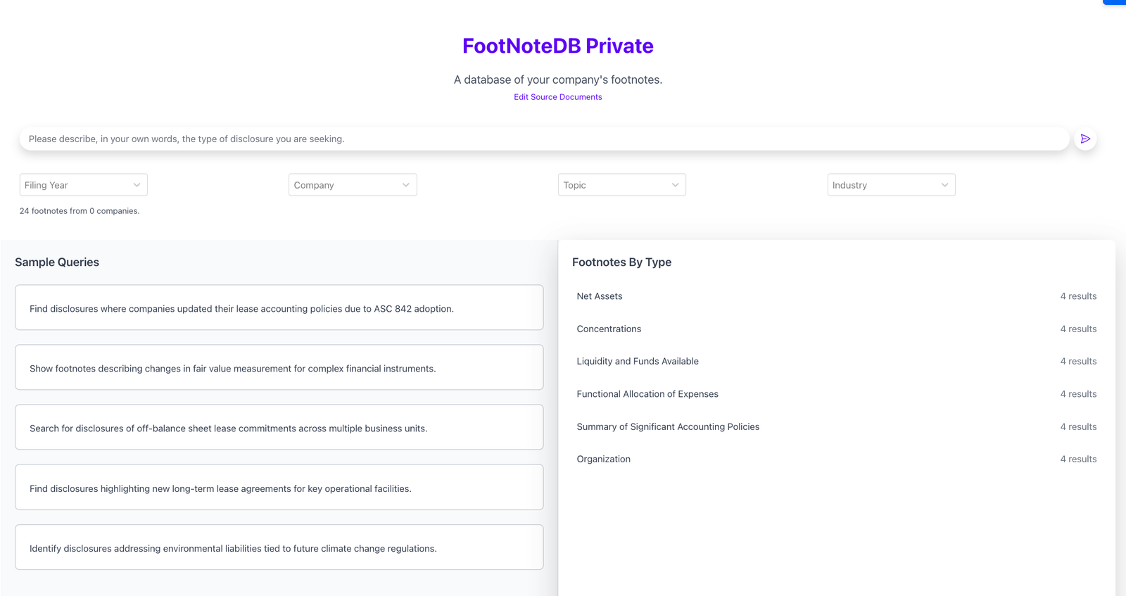 Header image for Tired of Hunting for Example Disclosures? Meet FootnoteDB Private